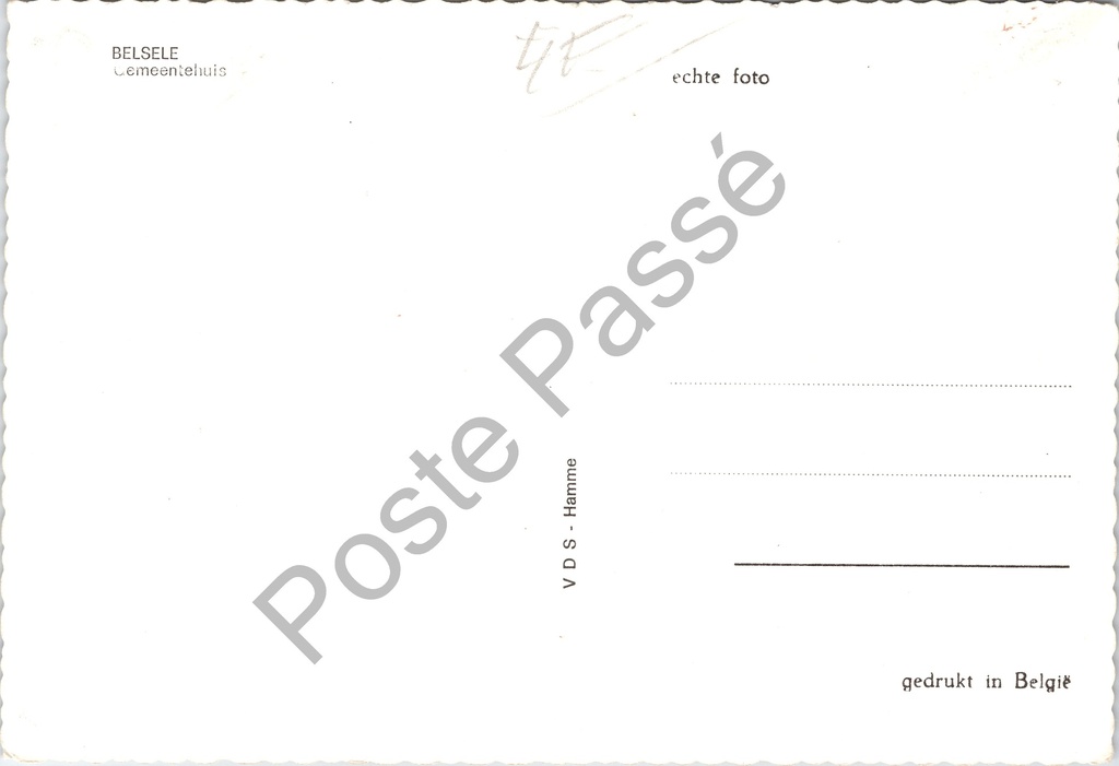 Belsele - "Gemeentehuis" - Het gemeentehuis van Belsele – achterzijde van de originele postkaart