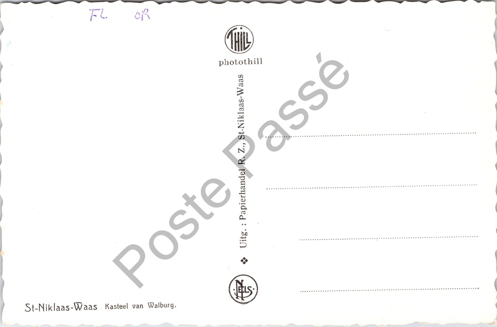 Sint-Niklaas - "Kasteel van Walburg" - Kasteel van Walburg – achterzijde van de originele postkaart