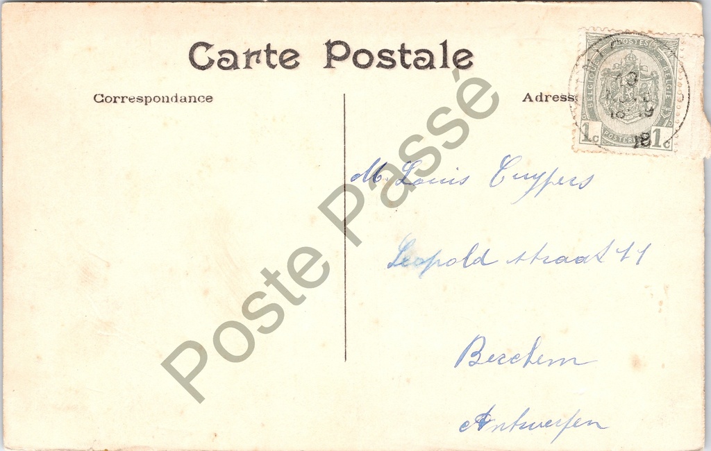 Sint-Niklaas - "Hôtel de Flandre" - Hotel en café-restaurant aan de straathoek – achterzijde van de originele postkaart
