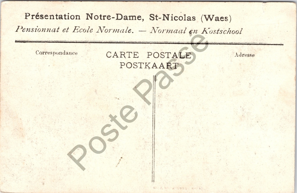 Sint-Niklaas - "Présentation Notre-Dame, St-Nicolas (Waes)" - Eetzaal – achterzijde van de originele postkaart