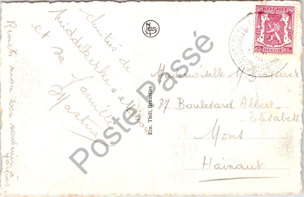 Middelkerke - "La Plage et les Cabines" - Strand en badkabienen – achterzijde van de originele postkaart