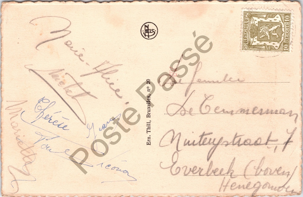 Middelkerke - "Westende Panorama" - Panoramisch zicht op Westende met kerk – achterzijde van de originele postkaart