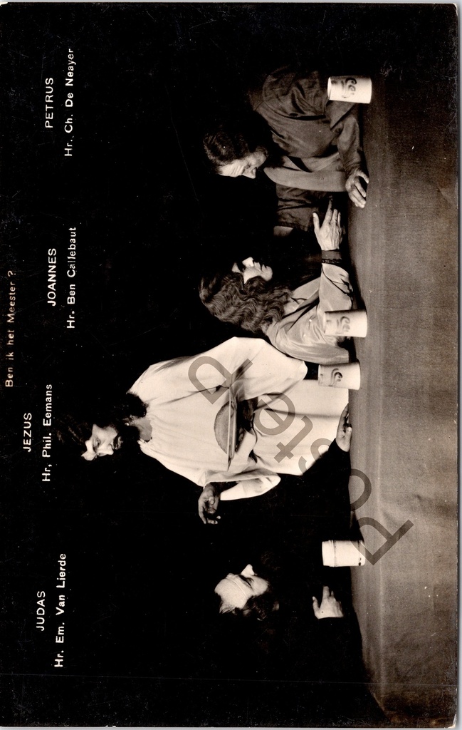 Aalst - "Ben ik het Meester?" - Passiespelen 1931, toneelscène met Judas, Jezus, Joannes – originele postkaart, afbeelding 2