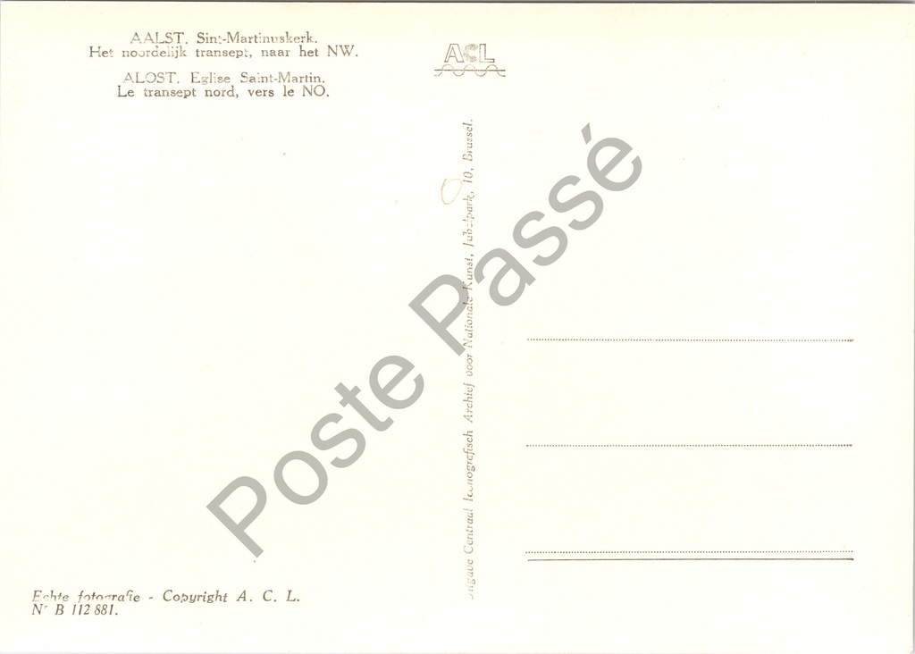 Aalst - "Sint-Martinuskerk" - Noordelijk transept richting noordwesten – achterzijde van de originele postkaart