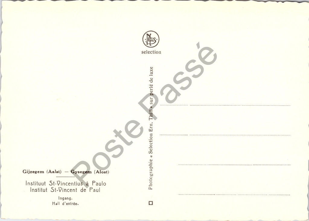 Aalst - "Instituut St-Vincentius à Paulo" - Ingangshal – achterzijde van de originele postkaart