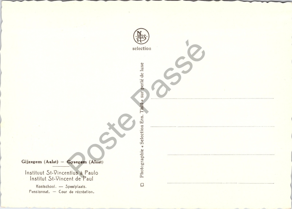 Aalst - "Instituut St-Vincentius à Paulo" - Speelplaats van kostschool – achterzijde van de originele postkaart