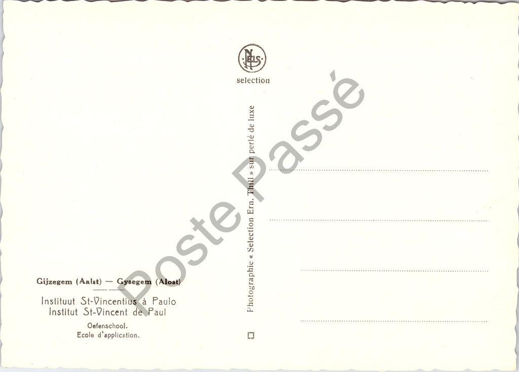 Aalst - "Instituut St-Vincentius à Paulo - Oefenschool" - Oefenschool – achterzijde van de originele postkaart