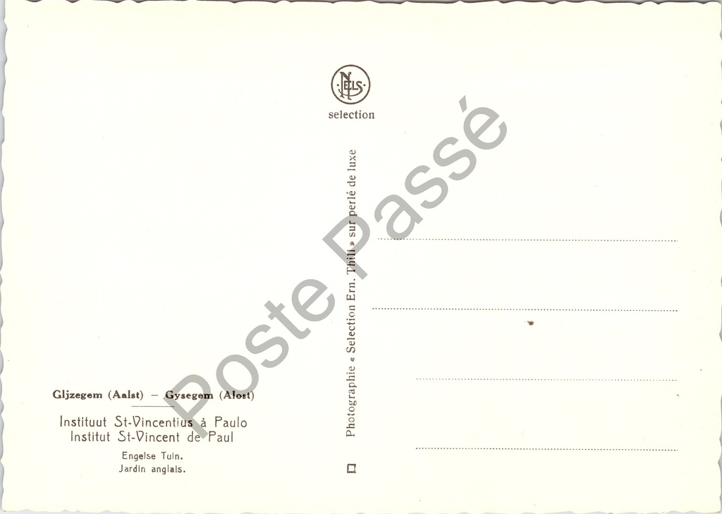 Aalst - "Engelse Tuin / Jardin anglais" - Engelse tuin van het Instituut – achterzijde van de originele postkaart