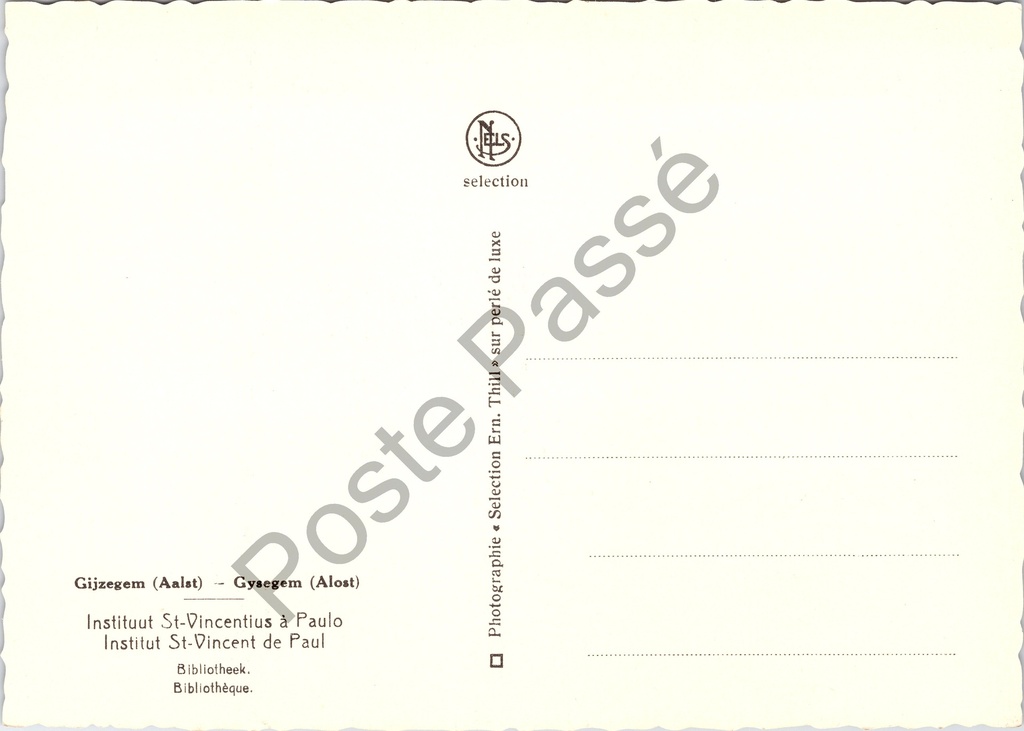 Aalst - "Instituut St-Vincentius à Paulo" - Bibliotheek – achterzijde van de originele postkaart