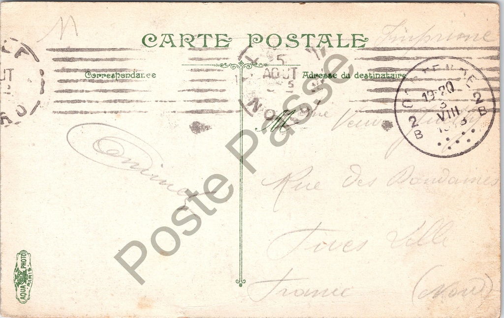 Oostende - "Malle entrant au Port" - Mailboot binnenvarend in de haven – achterzijde van de originele postkaart