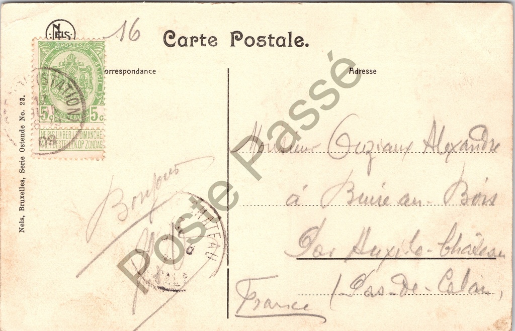 Oostende - "La Digue et le Kursaal" - De Dijk en het Kursaal casino – achterzijde van de originele postkaart