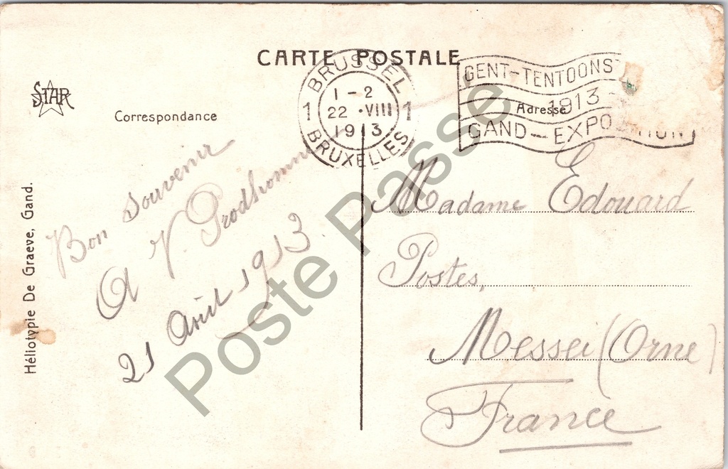 Oostende - "La Digue et la Plage" - Zeedijk en strand – achterzijde van de originele postkaart