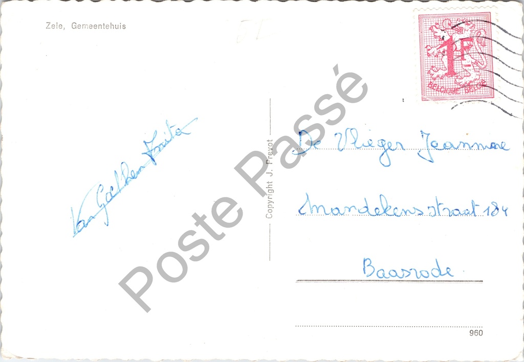 Zele - "Gemeentehuis" - Het gemeentehuis van Zele – achterzijde van de originele postkaart