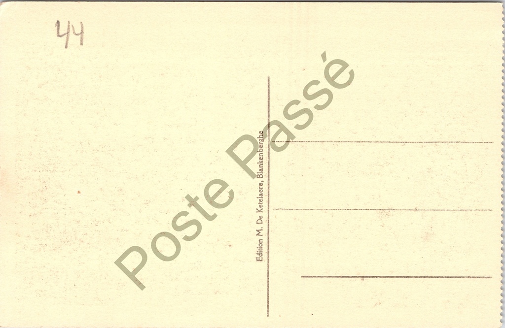 Blankenberge - "La Plage vers le Pier" - Het strand richting de pier – achterzijde van de originele postkaart