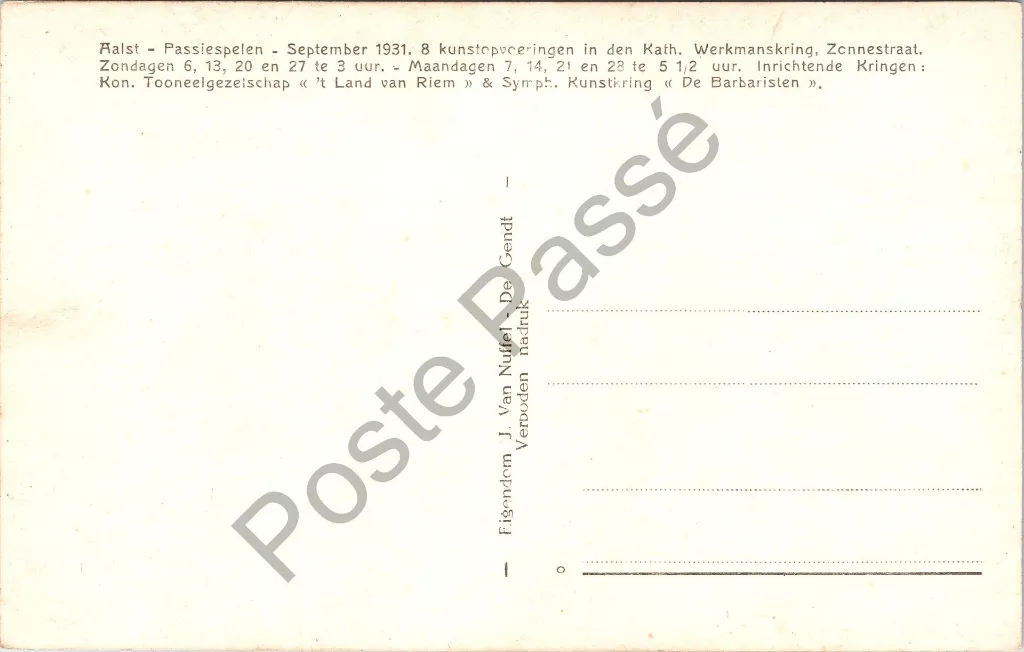 Aalst - "Ben ik het Meester?" - Passiespelen 1931, toneelscène met Judas, Jezus, Joannes – originele postkaart, afbeelding 3
