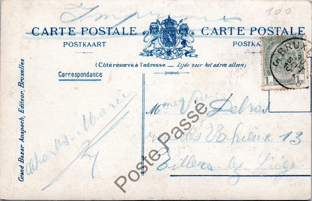 Brussel - "Chambre des Représentants" - Kamer van Volksvertegenwoordigers – achterzijde van de originele postkaart