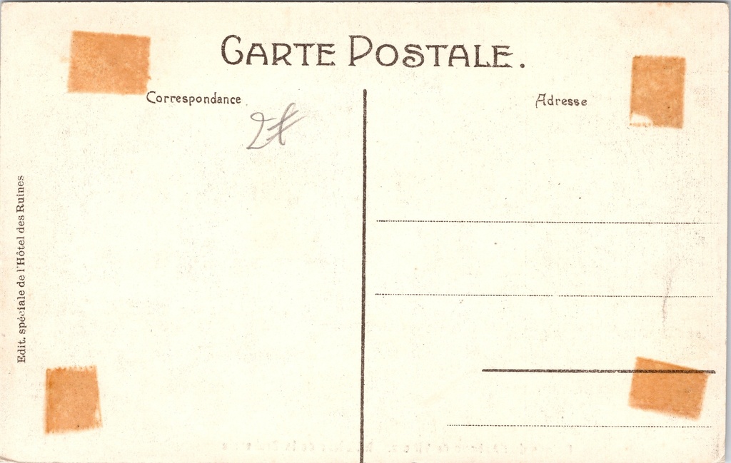 Villers-la-Ville - "Ruines de l'Abbaye de Villers. Intérieur de la Brasserie" – achterzijde van de originele postkaart