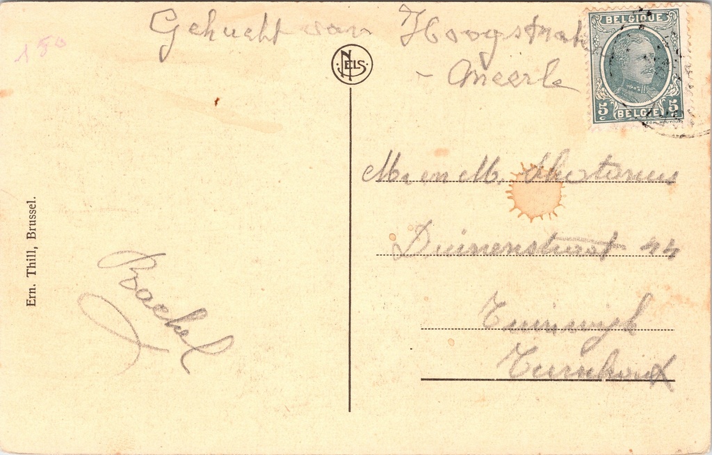 Hoogstraten - "H. Apolloniakapel te Meersel, in 't Genadendal" - Heilige – achterzijde van de originele postkaart