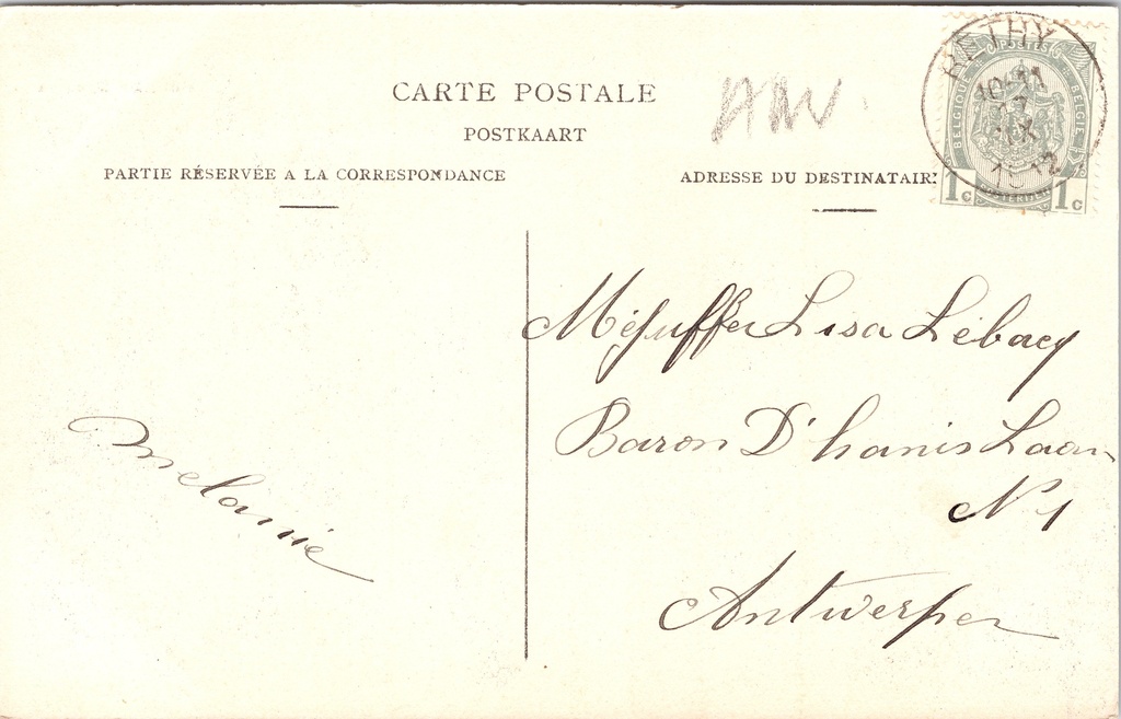 Retie - "Kasteel van Mr François Dufour" - Kasteel Dufour met vijver – achterzijde van de originele postkaart