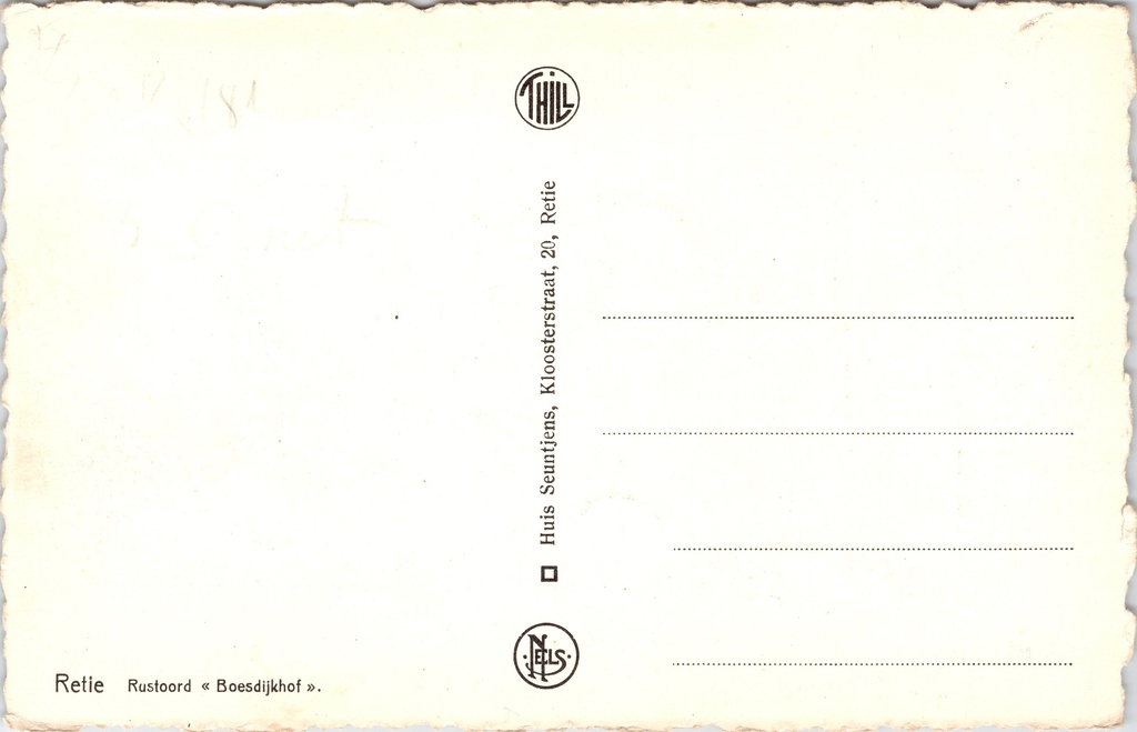 Retie - "Boesdijkhof" - Rustoord Boesdijkhof – achterzijde van de originele postkaart