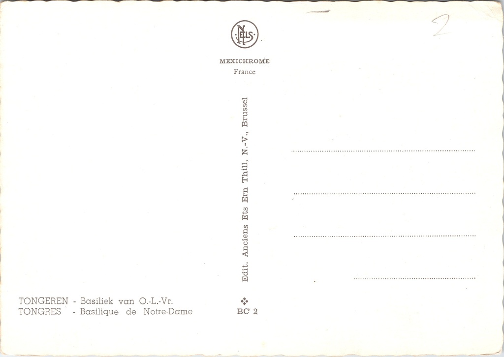 Tongeren - "Basiliek van O.L.-Vr." - Basiliek van Onze-Lieve-Vrouw – achterzijde van de originele postkaart