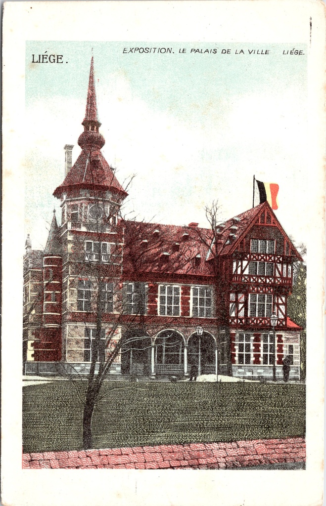 Liège - "Exposition. Le Palais de la Ville" - Stadspaleis – achterzijde van de originele postkaart