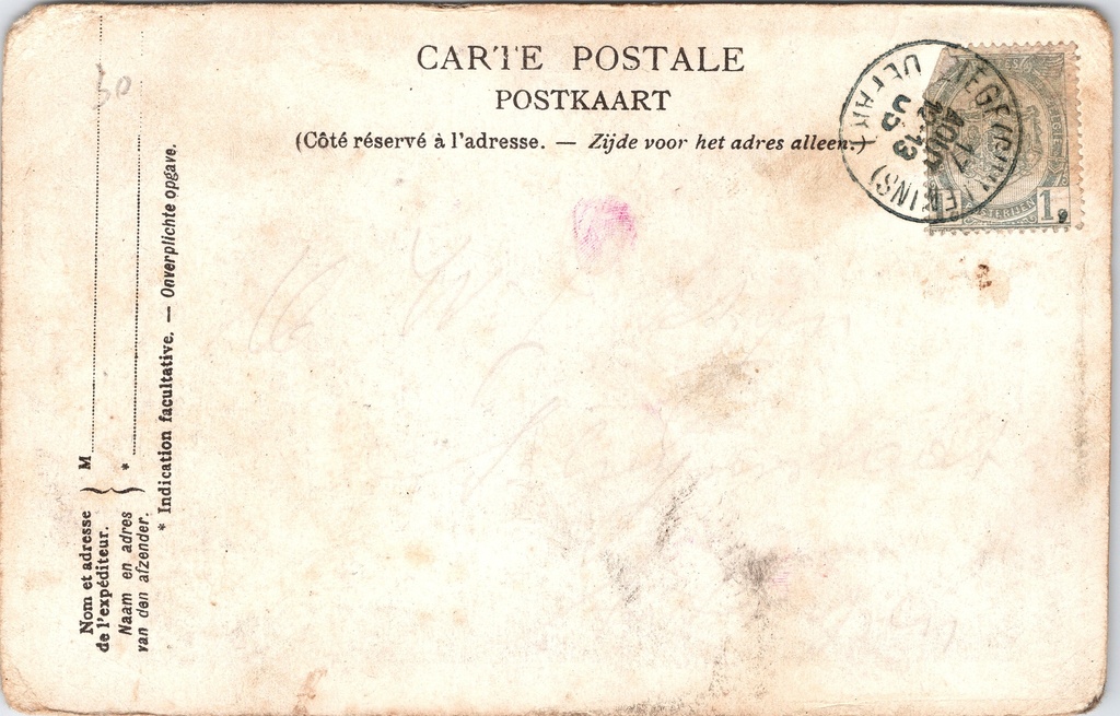 Liège - "Exposition. Palais de la Dentelle" - Kantklospaleis – achterzijde van de originele postkaart