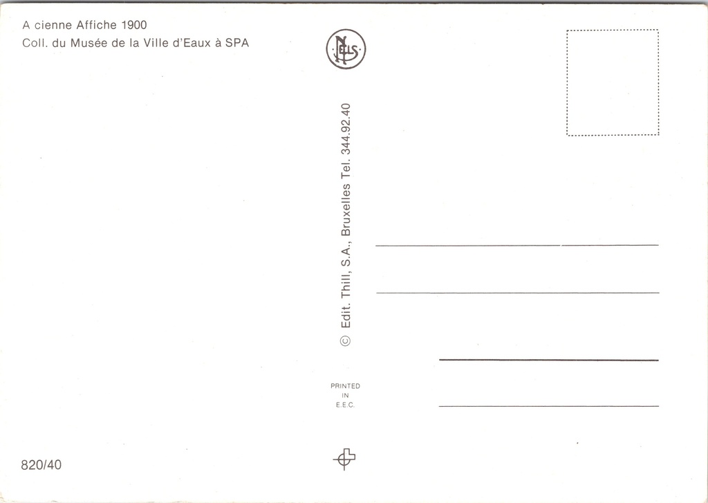 Spa - "Résidence Royale - Eaux Minérales Ferrugineuses" - Art Nouveau toeristisch – achterzijde van de originele postkaart
