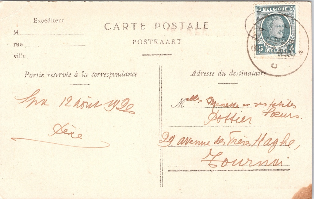 Spa - "NIVEZÉ SPA. - Le Neubois" - Villa Le Neubois, verblijf van de Kaiser in 1918 – achterzijde van de originele postkaart