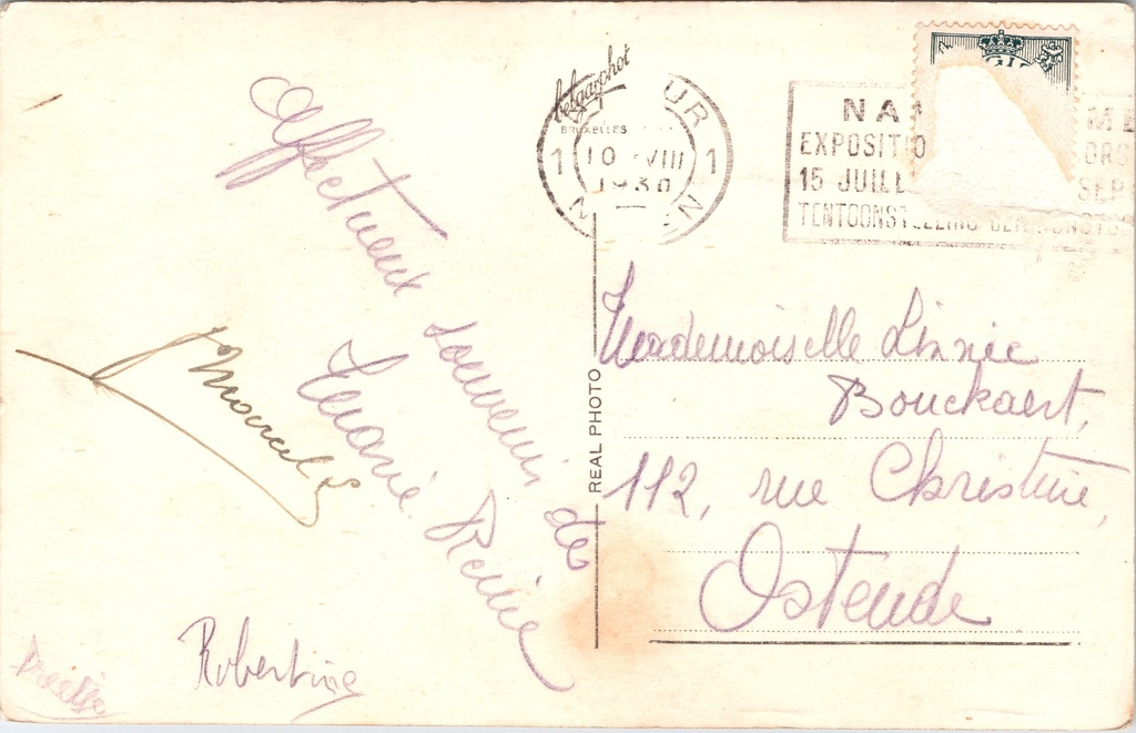 Namur - "Route Merveilleuse" - Schilderachtige weg langs de citadel met zicht – achterzijde van de originele postkaart