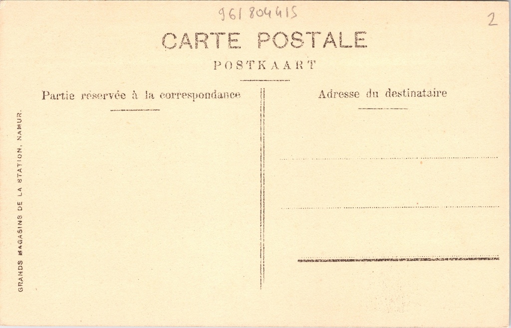 Namur - "Vue sur l'Hôtel de la Citadelle" - Zicht op het Hotel van de Citadel vanaf – achterzijde van de originele postkaart
