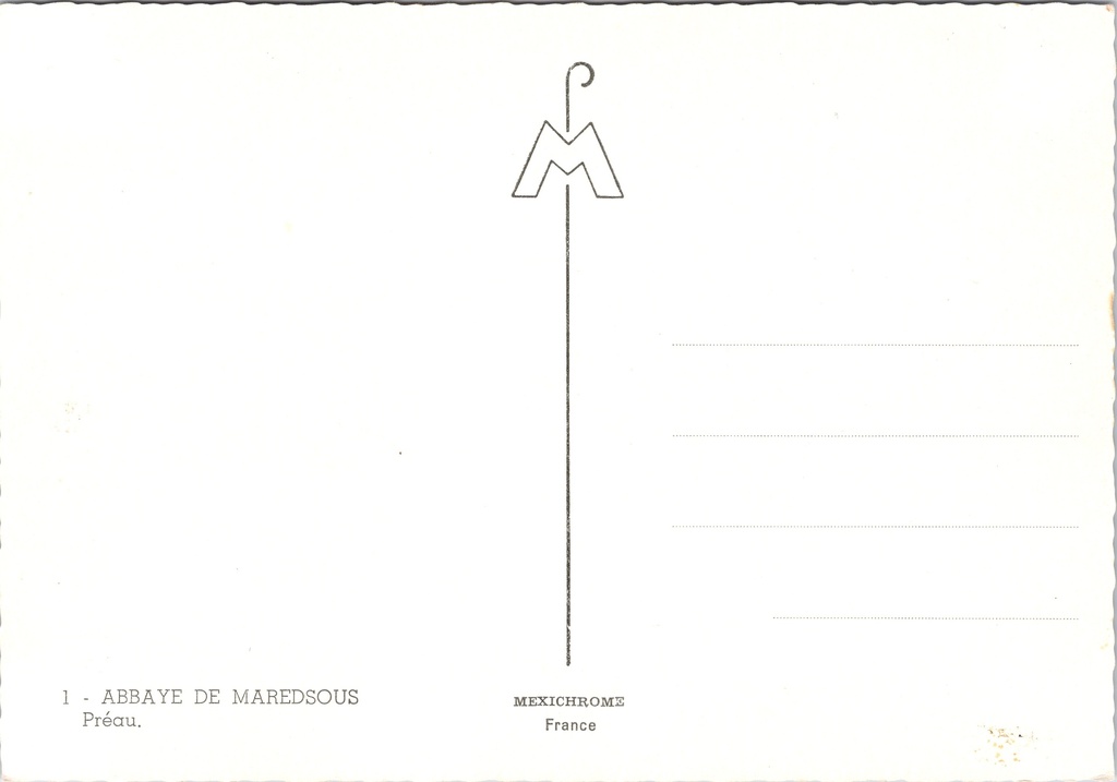 Anhée - "ABBAYE DE MAREDSOUS" - Abdij van Maredsous, binnenhof (préau) – achterzijde van de originele postkaart