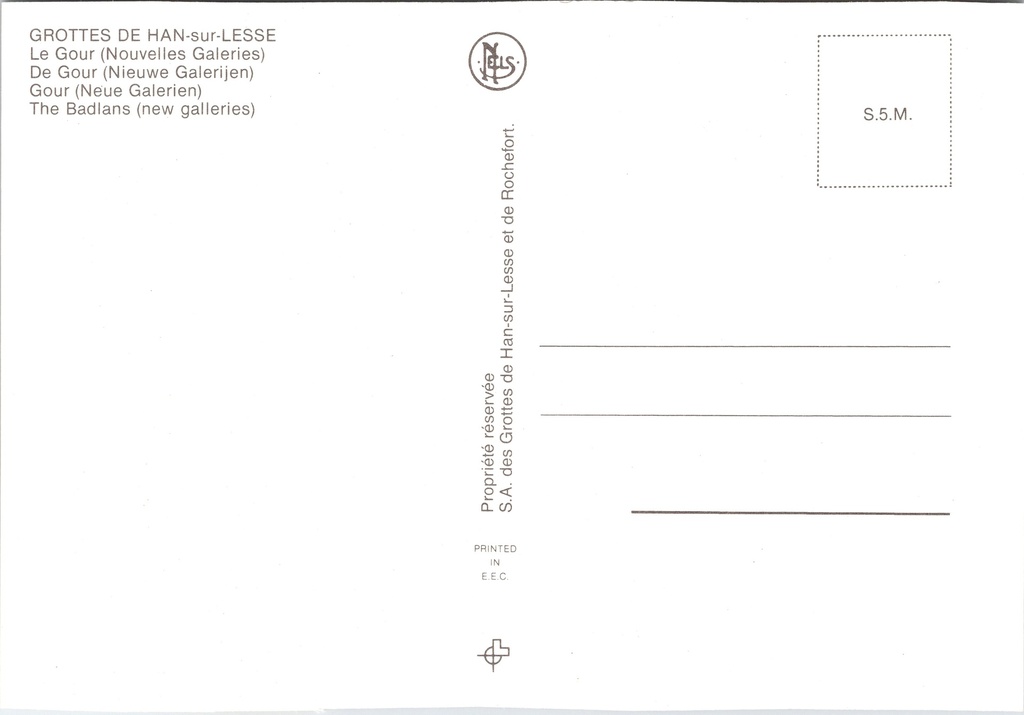 Rochefort - "Le Gour (Nouvelles Galeries)" - Grotten van Han-sur-Lesse, nieuwe – achterzijde van de originele postkaart