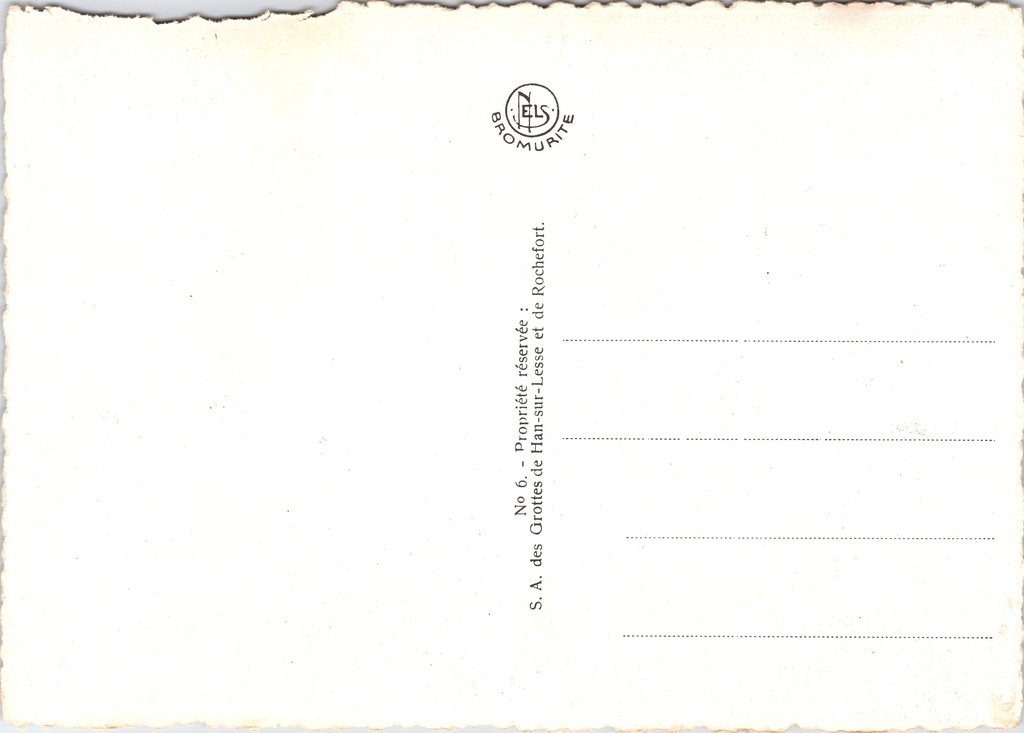 Rochefort - "Grottes de Han - Le Lac d'Embarquement" - Grotten van Han – achterzijde van de originele postkaart