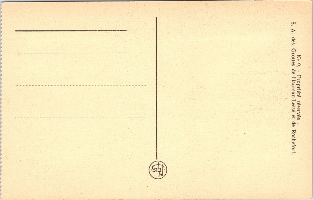 Rochefort - "Grottes de Han - La Mosquée" - De Moskee zaal in de grotten van Han – achterzijde van de originele postkaart