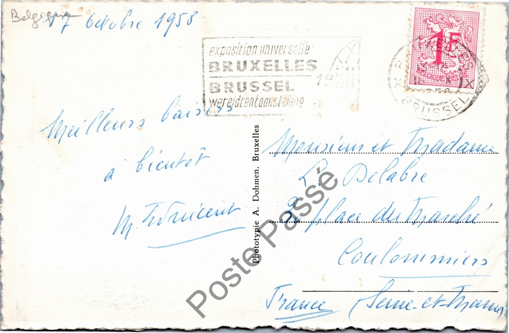 Brussel - "Maisons des Corporations et Marché aux Fleurs" - Gildenhuizen – achterzijde van de originele postkaart