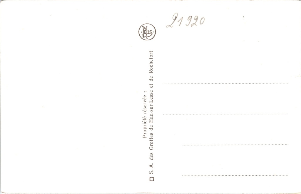 Rochefort - "L'Entrée de la Salle des Draperies" - Ingang van de Drapierijzaal – achterzijde van de originele postkaart