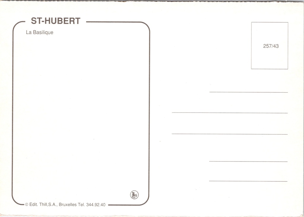 Saint-Hubert - "La Basilique" - Basiliek van Sint-Hubertus – achterzijde van de originele postkaart