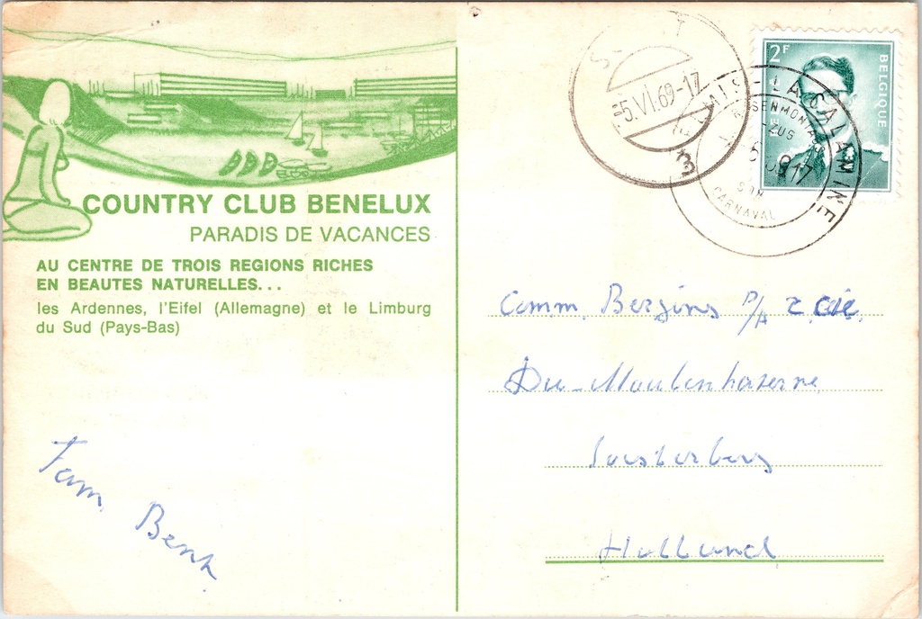 Plombières - "Country Club Benelux" - Vakantieresort in Neu-Moresnet met hotel – achterzijde van de originele postkaart