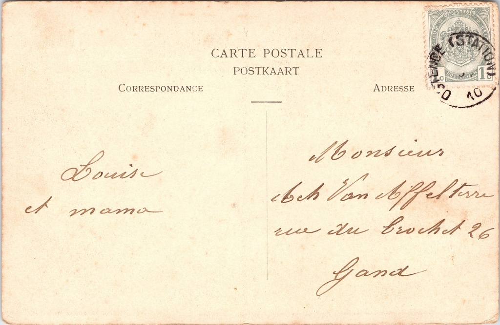 Brussel - "Arbre Généalogique de la Dynastie Belge" - Genealogische stamboom – achterzijde van de originele postkaart