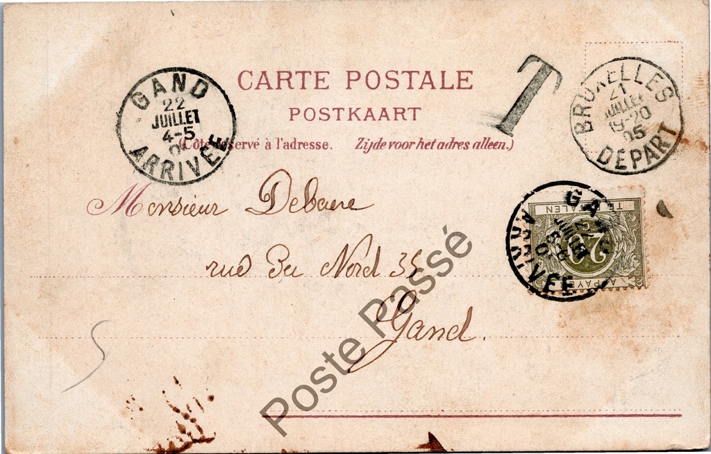 Brussel - "Grand' Place" - Grote Markt – achterzijde van de originele postkaart