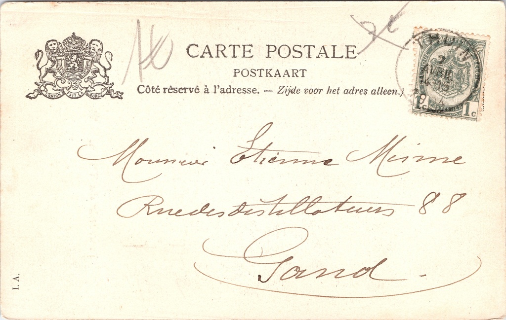 Thuin - "Vieille rampe" - De oude helling in Thuin – achterzijde van de originele postkaart