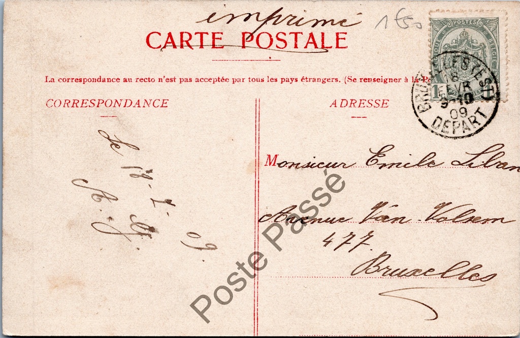 Brussel - "Fontaine de l'Anspach" - Anspachmemoriaal – achterzijde van de originele postkaart
