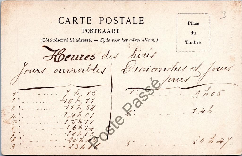 Brussel - "Eglise Ste Catherine" - Sint-Katelijnekerk – achterzijde van de originele postkaart