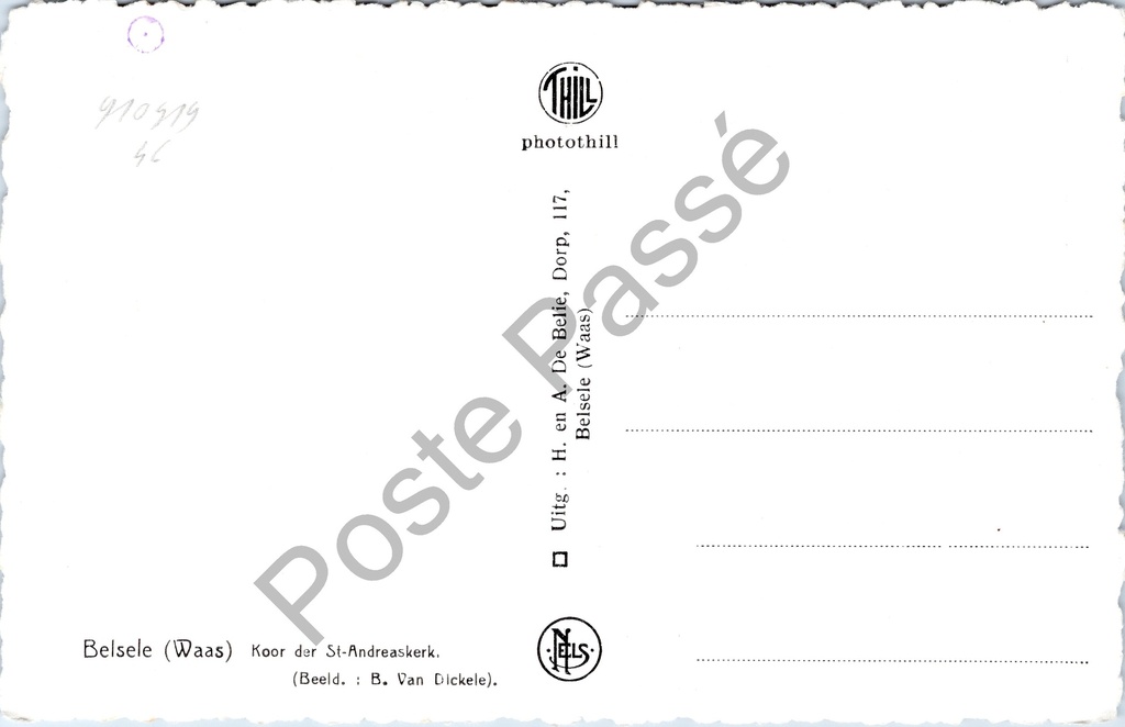 Belsele - "Koor der St-Andreaskerk" - Interieur koor van de Sint-Andreaskerk – achterzijde van de originele postkaart