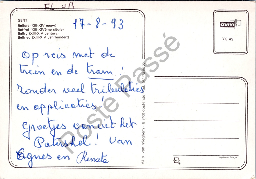 Gent - "Belfort (XIII-XIV eeuw)" - Het middeleeuwse belfort van Gent – originele postkaart, afbeelding 2