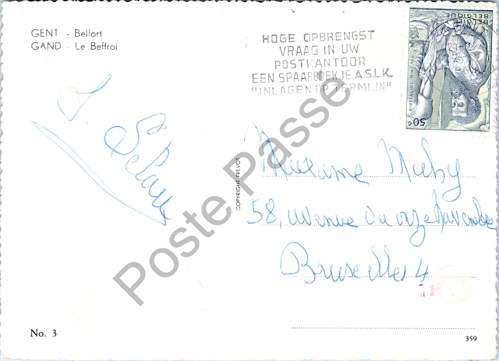 Gent - "GENT - Belfort / GAND - Le Beffroi" - Het Belfort van Gent – originele postkaart, afbeelding 2