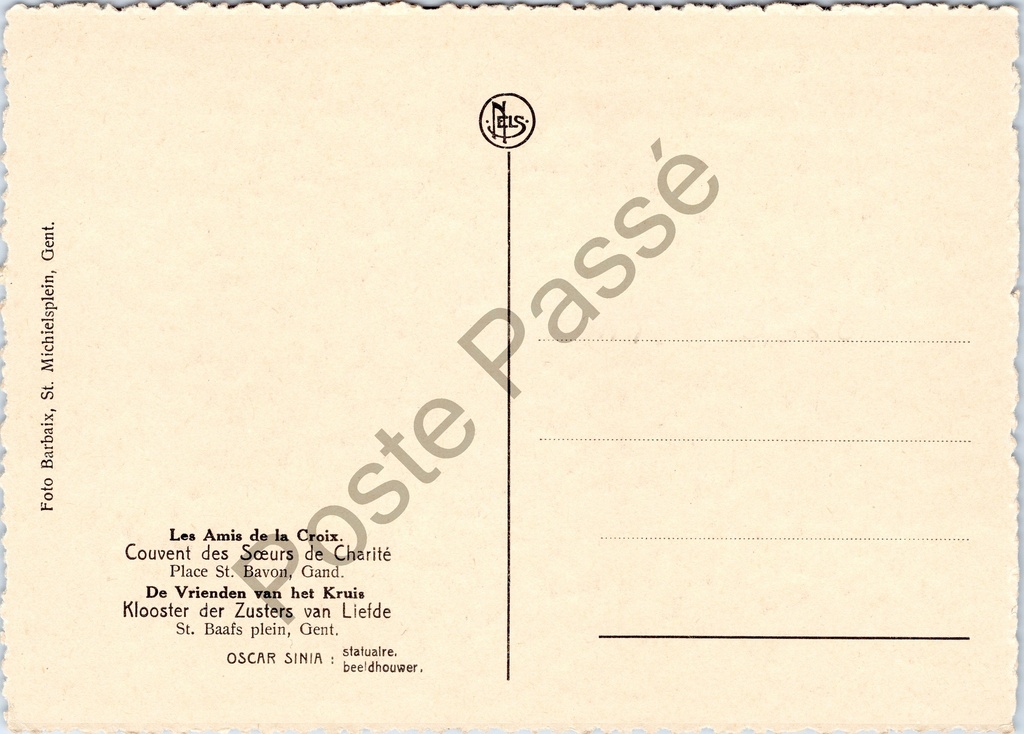 Gent - "PER CRUCEM AD LUCEM" - Kruisbeeld bij Klooster der Zusters van Liefde – originele postkaart, afbeelding 2