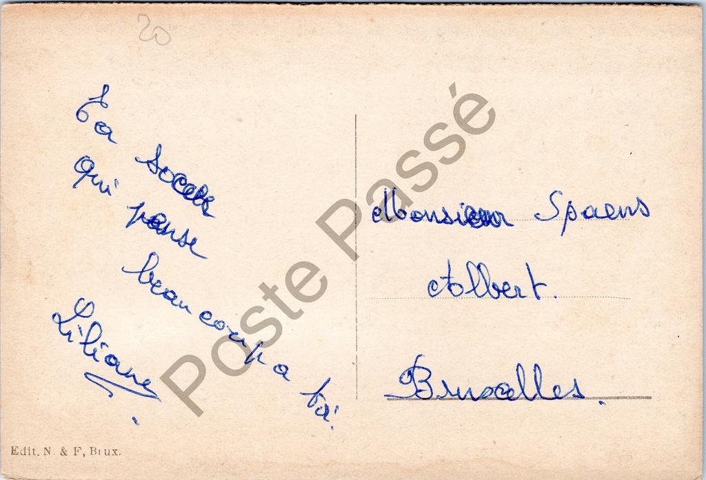 Gent - "Gand. La Maison des Bateliers." - Het Huis der Schippers aan de Graslei – achterzijde van de originele postkaart