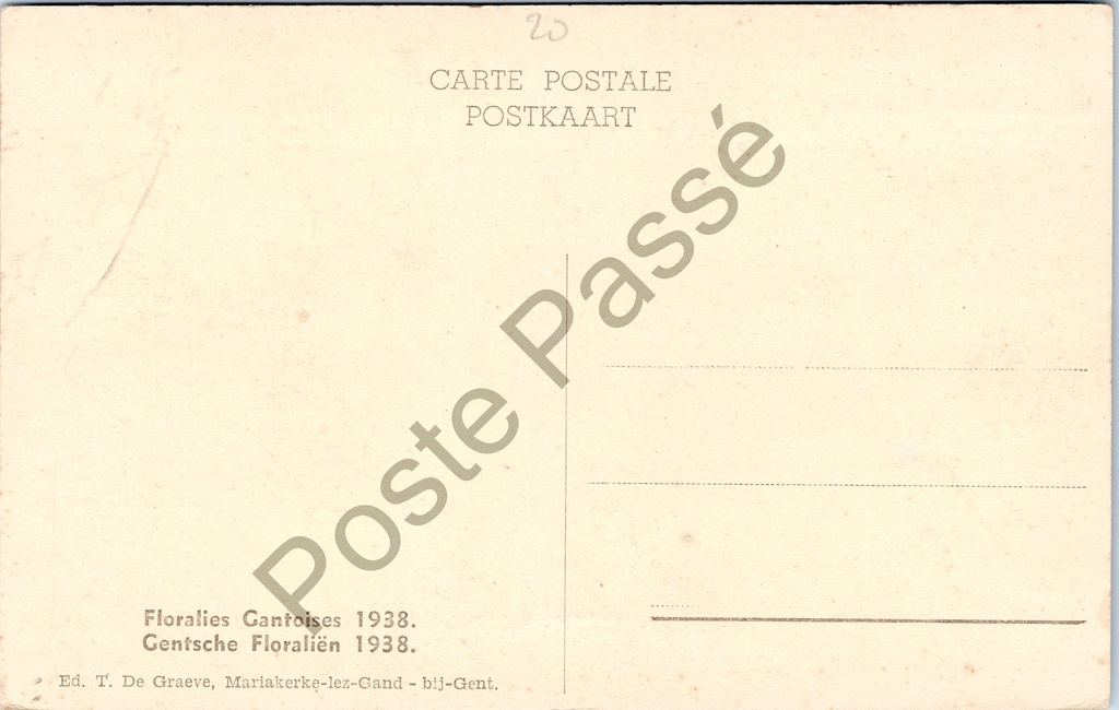 Gent - "Gentsche Floralïen 1938" - Bloemententoonstelling Gentse Floraliën 1938 – originele postkaart, afbeelding 3